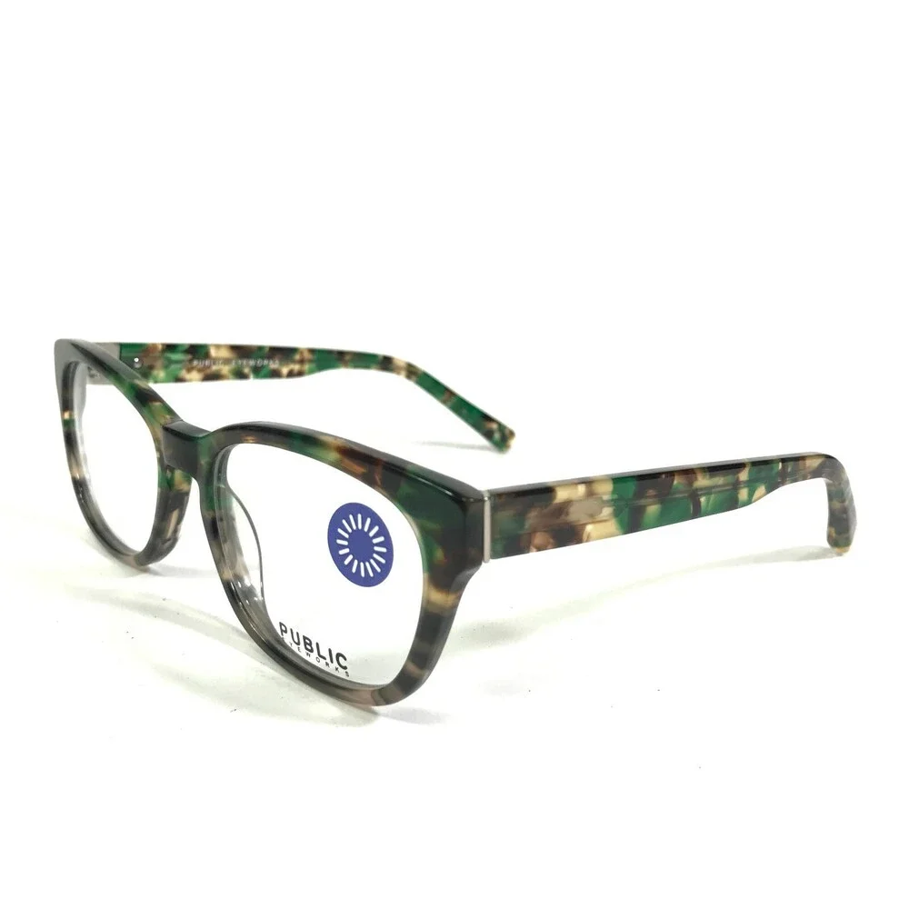Public Eyeworks Eyeglasses Frames CONCORD-C02 Green Tortoise Square 52-18-140